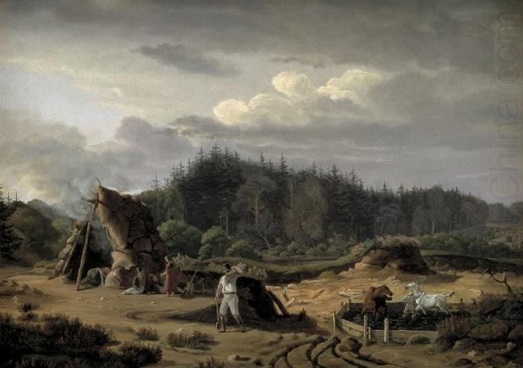 A Bog with Peat Cutters. Hosterkob, Sealand, Fritz Petzholdt